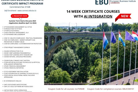 EBU Programs poster with a list of all AI Integrated Courses