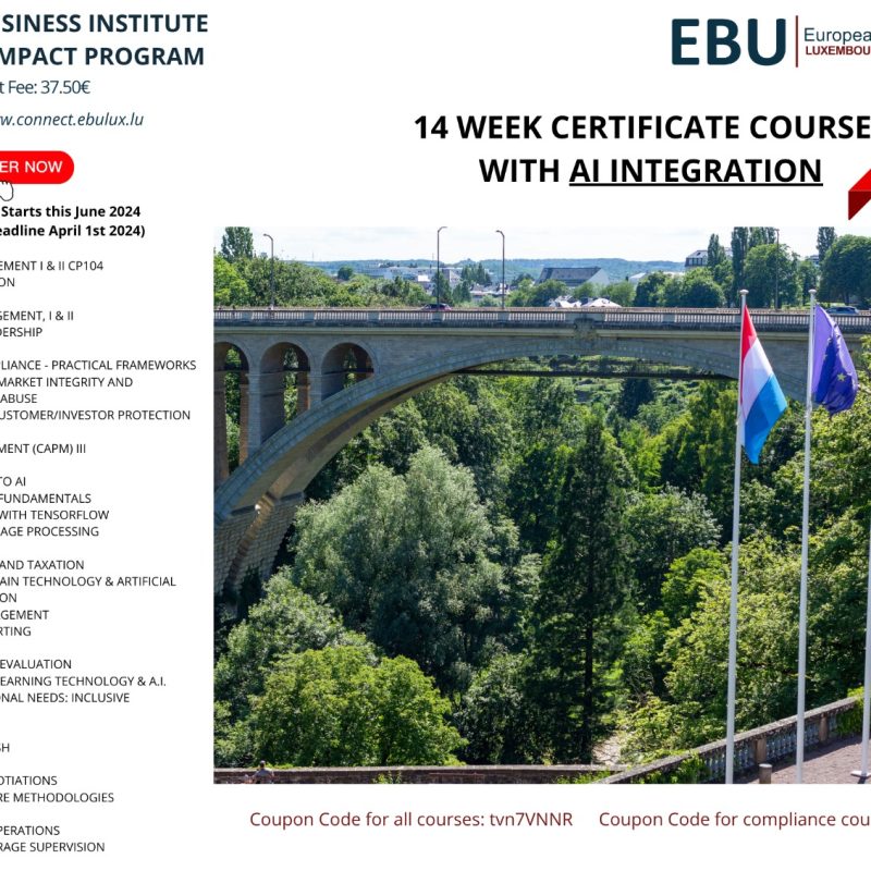 EBU Programs poster with a list of all AI Integrated Courses