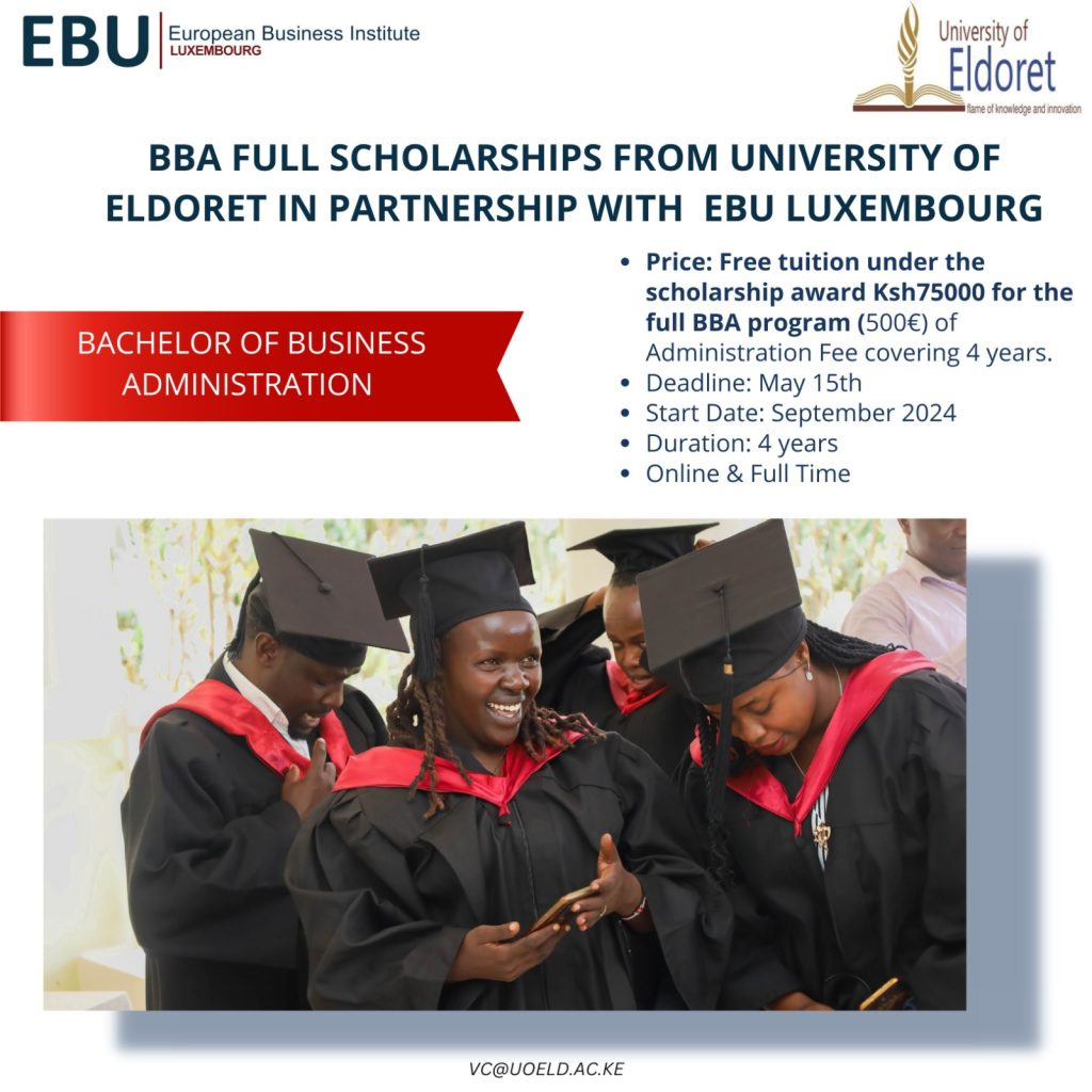 Poster with information on Bachelor of Business Administration scholarships.