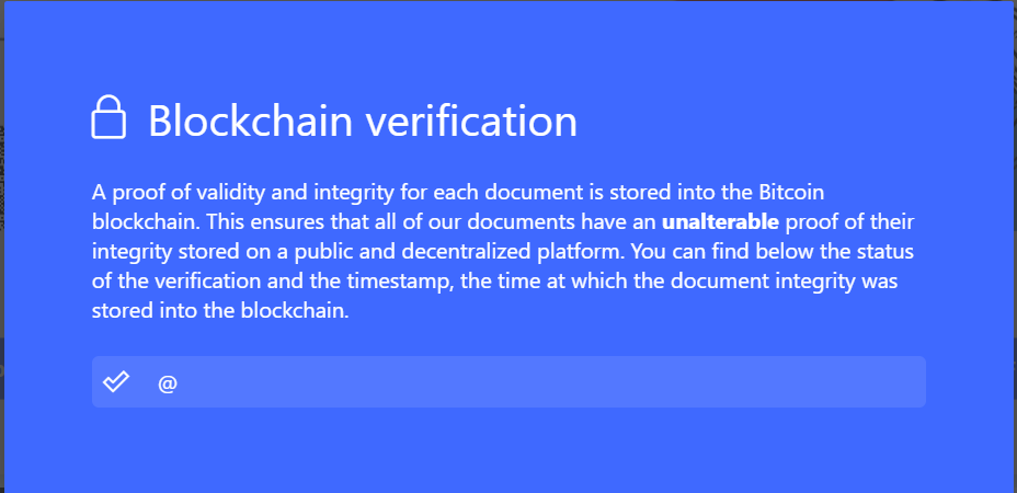 Blockchain Verifiable.