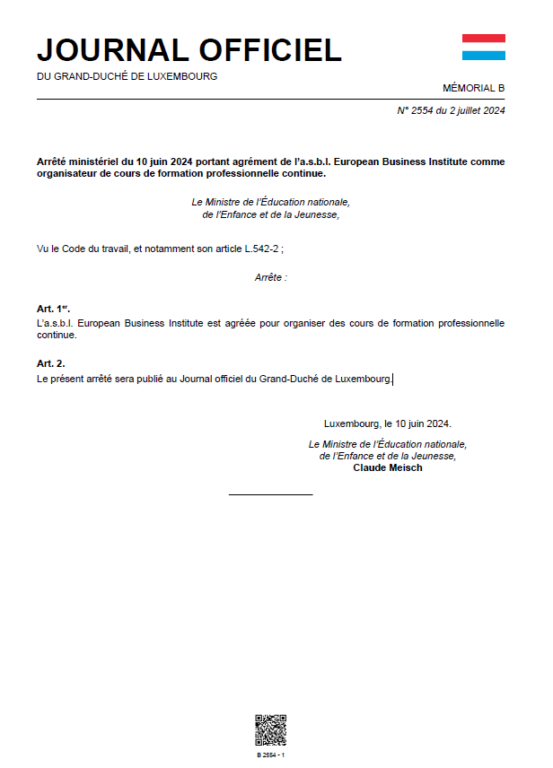 Agrément European Business Institute