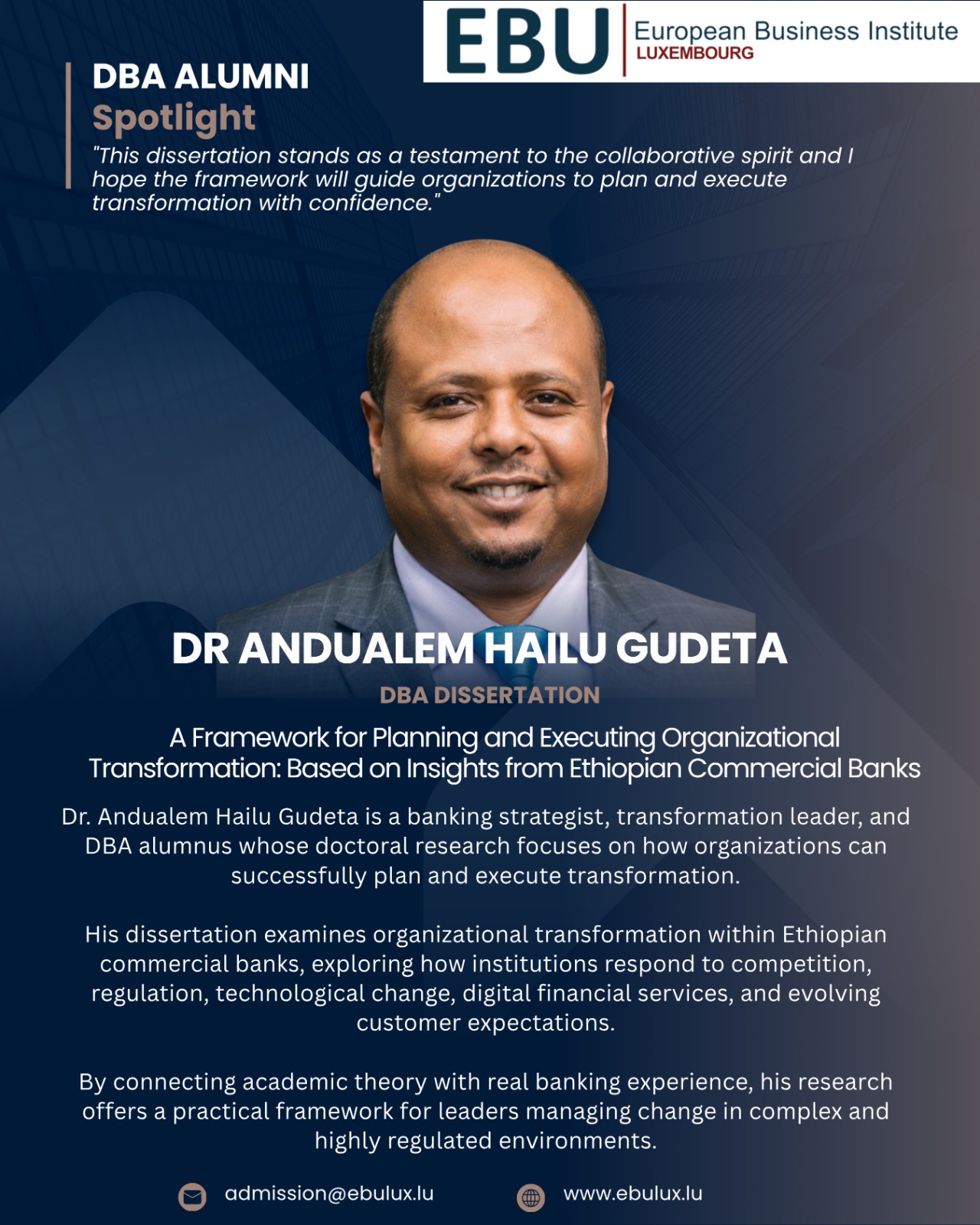 Dr. Andualem Hailu Gudeta, DBA Alumni